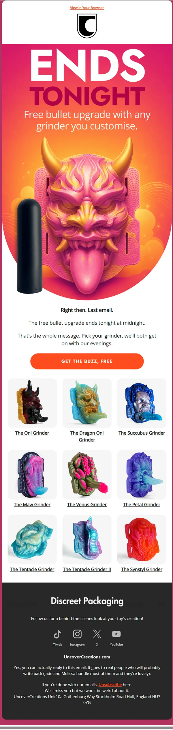 UncoverCreations last-chance sale email